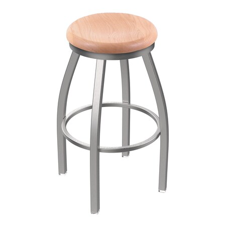Holland Bar Stool Co 30" Swivel Bar Stool, SS Finish, Nat Oak Seat 80230SSNatOak